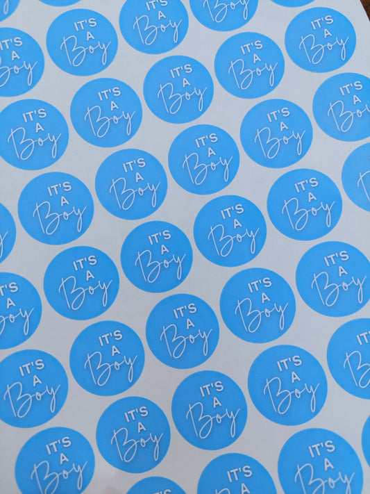 SALE - It's A Boy Stickers | 19MM | Baby Shower Party Stickers | Baby Boy Stickers