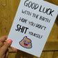 Baby Shower Card | Good Luck With The Birth | Funny Card | New Baby Card