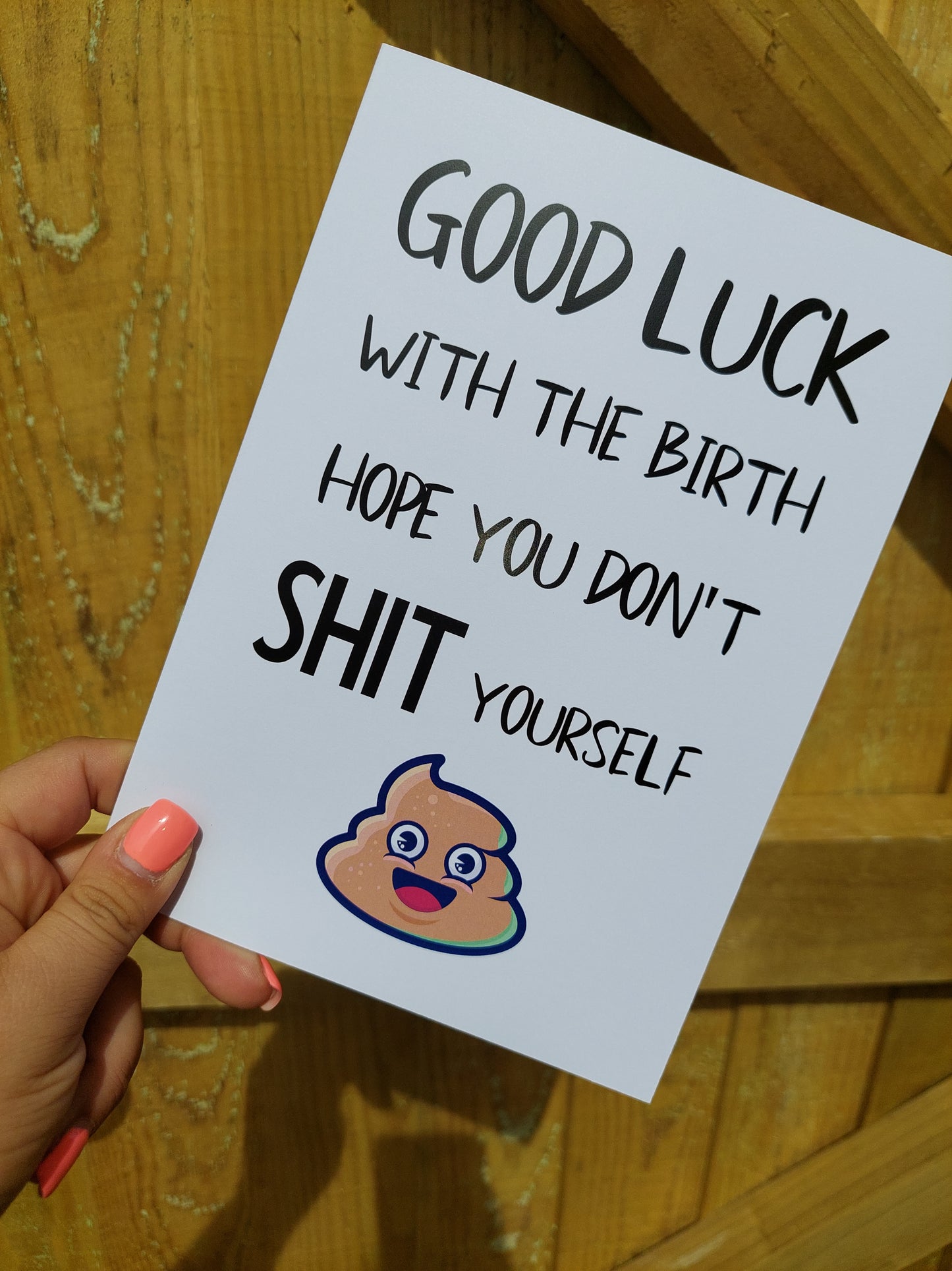 Baby Shower Card | Good Luck With The Birth | Funny Card | New Baby Card