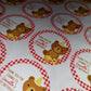 Red Teddy Bear Picnic Party Stickers | Circle Stickers | Sticker Sheet | Party Stickers