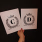 Bedroom Prints | Personalised Initial Crown Design | Couples Bedroom Prints | Initial Name Prints - Dinky Designs