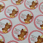 Red Teddy Bear Picnic Party Stickers | Circle Stickers | Sticker Sheet | Party Stickers