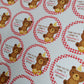 Red Teddy Bear Picnic Party Stickers | Circle Stickers | Sticker Sheet | Party Stickers
