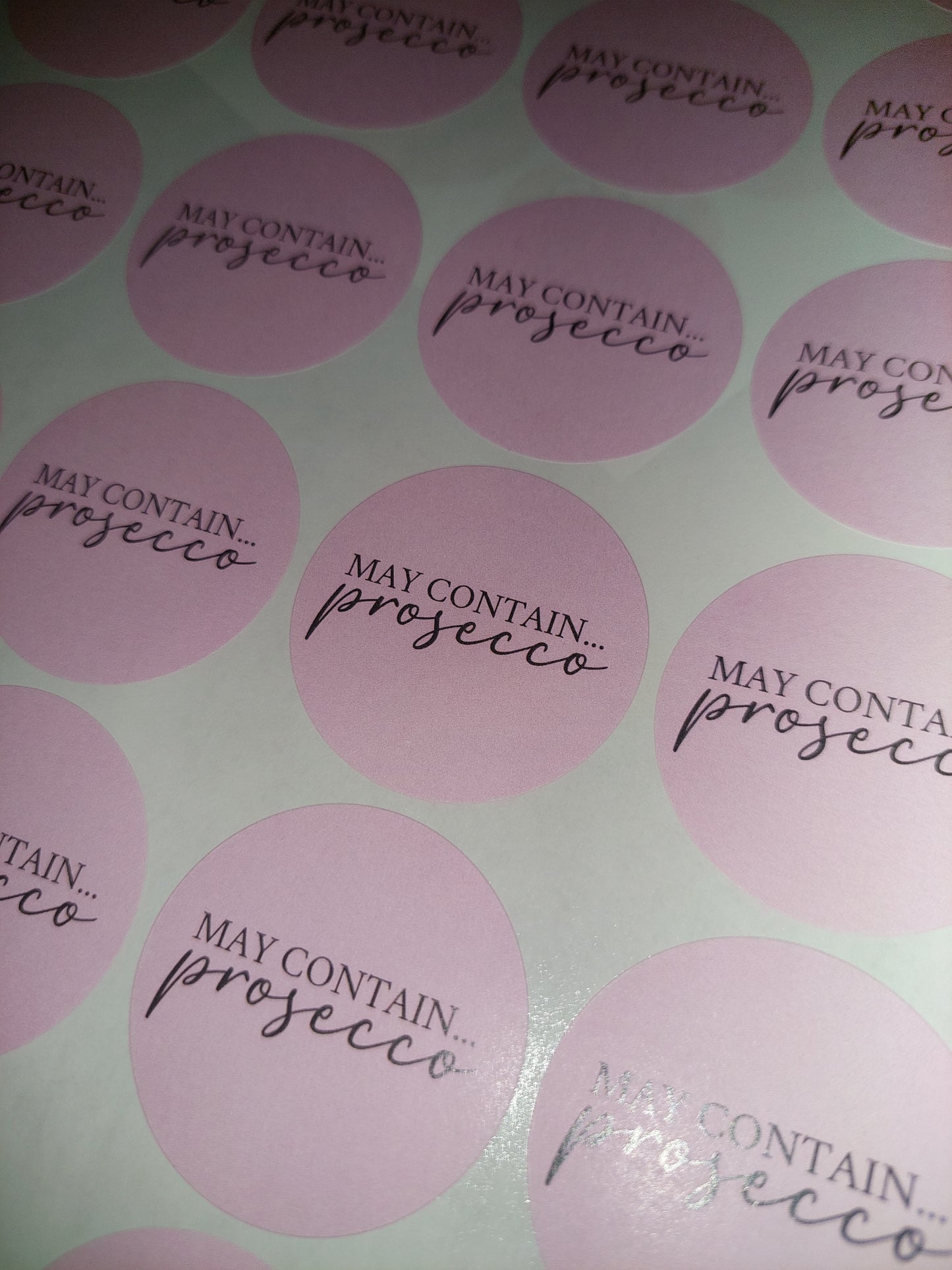 Prosecco Stickers | May Contain Prosecco | Sticker Sheet 45mm Circles | Party Stickers | Circle Stickers | Sticker Sheet