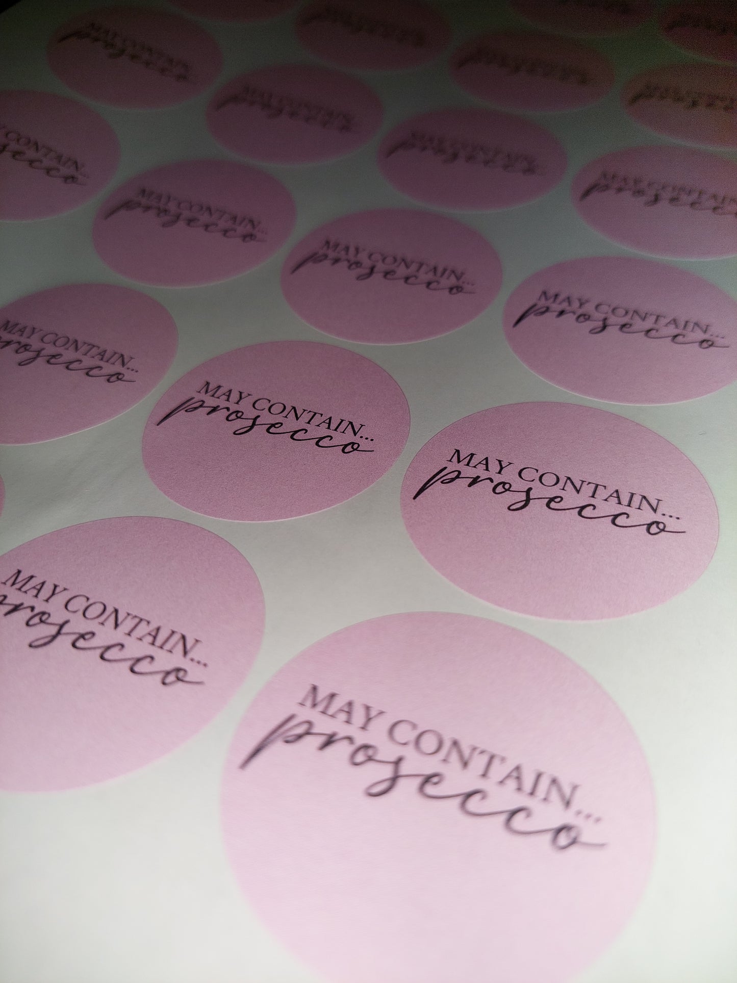 Prosecco Stickers | May Contain Prosecco | Sticker Sheet 45mm Circles | Party Stickers | Circle Stickers | Sticker Sheet