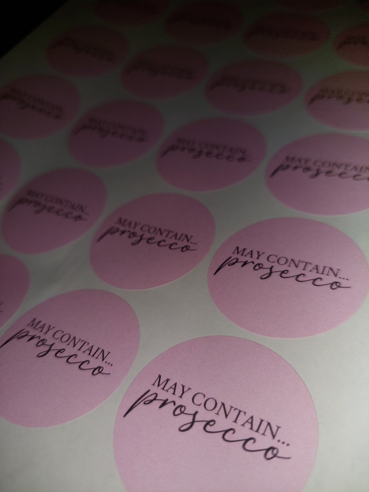 Prosecco Stickers | May Contain Prosecco | Sticker Sheet 45mm Circles | Party Stickers | Circle Stickers | Sticker Sheet