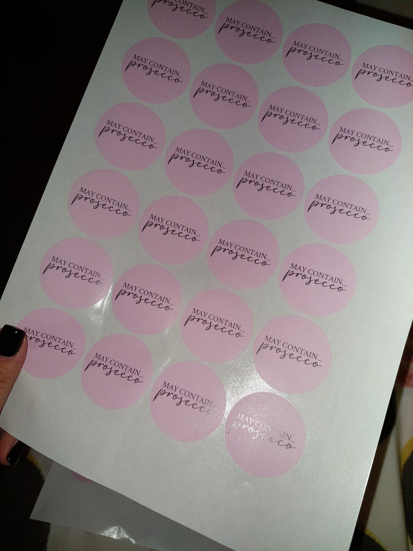 Prosecco Stickers | May Contain Prosecco | Sticker Sheet 45mm Circles | Party Stickers | Circle Stickers | Sticker Sheet