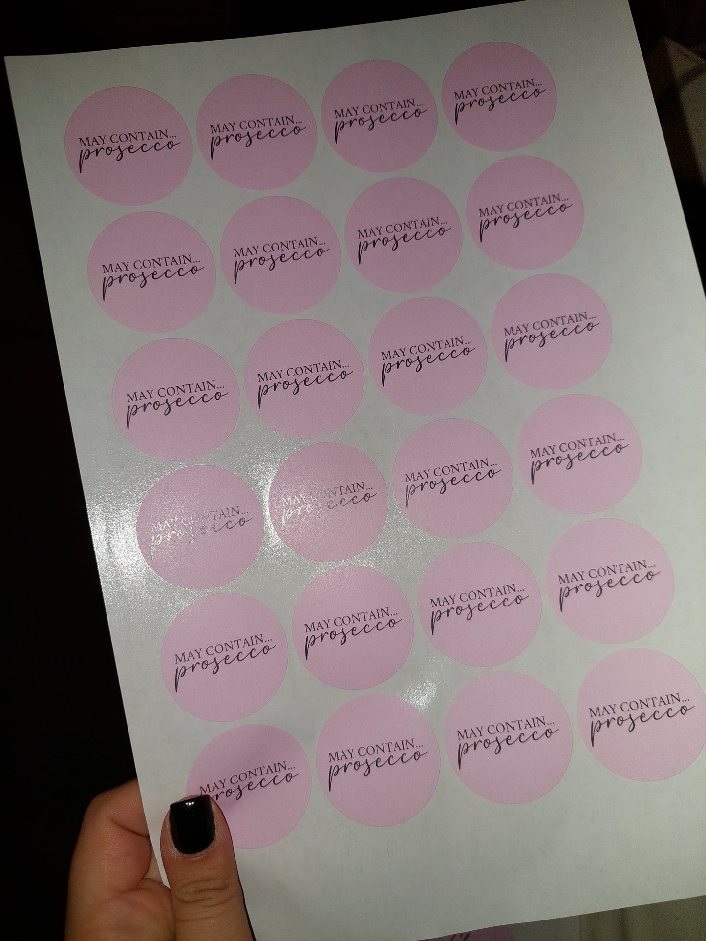 Prosecco Stickers | May Contain Prosecco | Sticker Sheet 45mm Circles | Party Stickers | Circle Stickers | Sticker Sheet