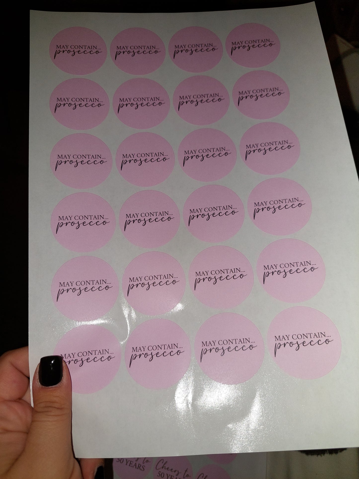 Prosecco Stickers | May Contain Prosecco | Sticker Sheet 45mm Circles | Party Stickers | Circle Stickers | Sticker Sheet