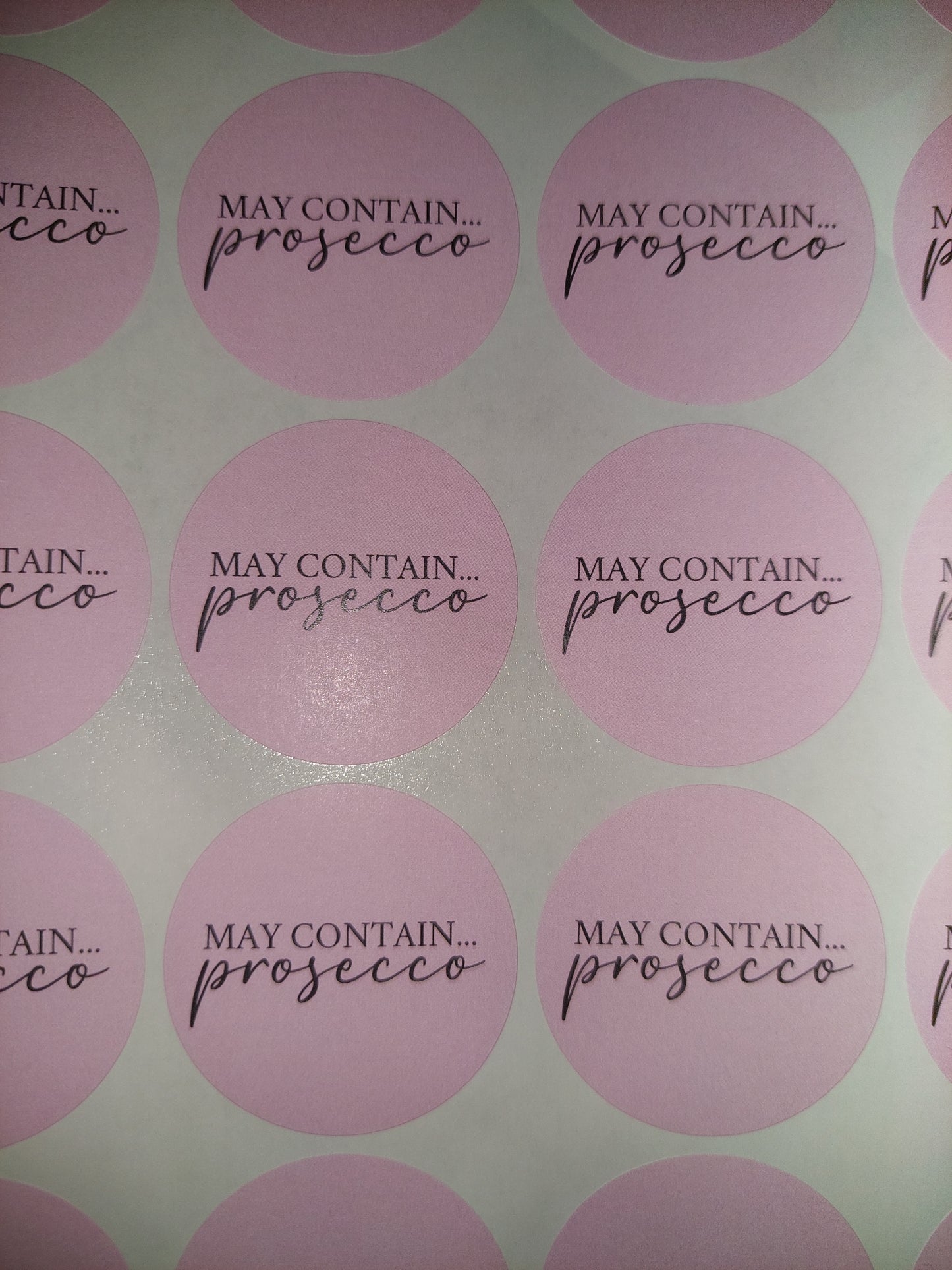 Prosecco Stickers | May Contain Prosecco | Sticker Sheet 45mm Circles | Party Stickers | Circle Stickers | Sticker Sheet