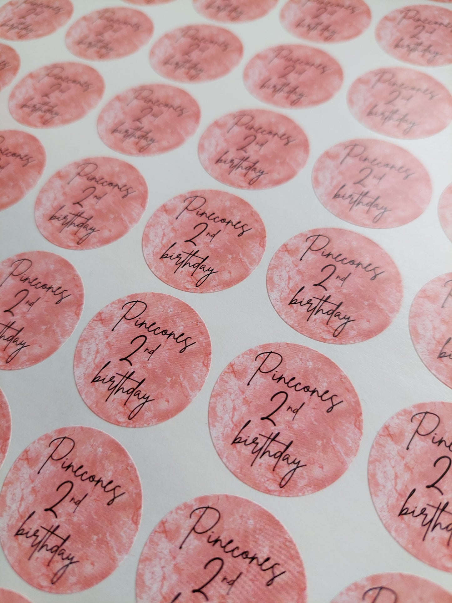 Blush Pink Birthday Stickers | Various Sizes | Birthday Party Supplies