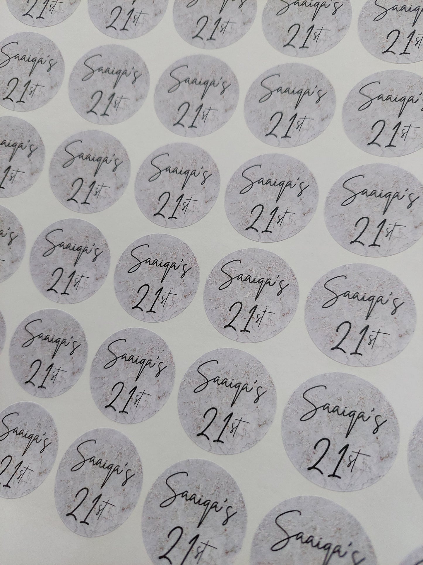 Grey Silver Marble Birthday Stickers | Various Sizes | Birthday Party Supplies