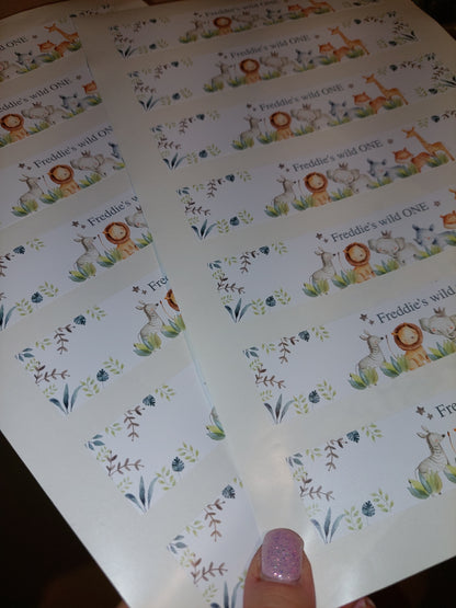 Personalised Juice Bottle Labels | Safari Jungle Animal Party Juice Labels | Water Bottle Stickers | Safari Animal Party | Party Stickers