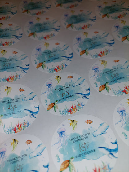Under The Sea Party Stickers | Circle Stickers | Sticker Sheet | Party Stickers | Under The Sea Party Theme