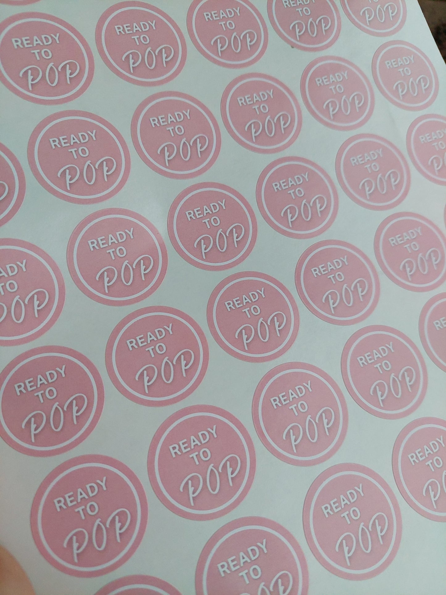 Pink Ready To Pop Stickers | Various Sizes | Baby Shower Party Stickers | Popcorn Stickers | Baby Shower Stickers