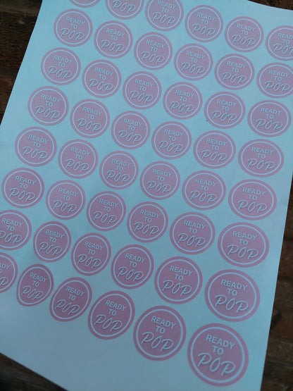 SALE - Pink Ready To Pop Stickers | 19MM OR 25MM | Baby Shower Party Stickers | Popcorn Stickers | Baby Shower Stickers
