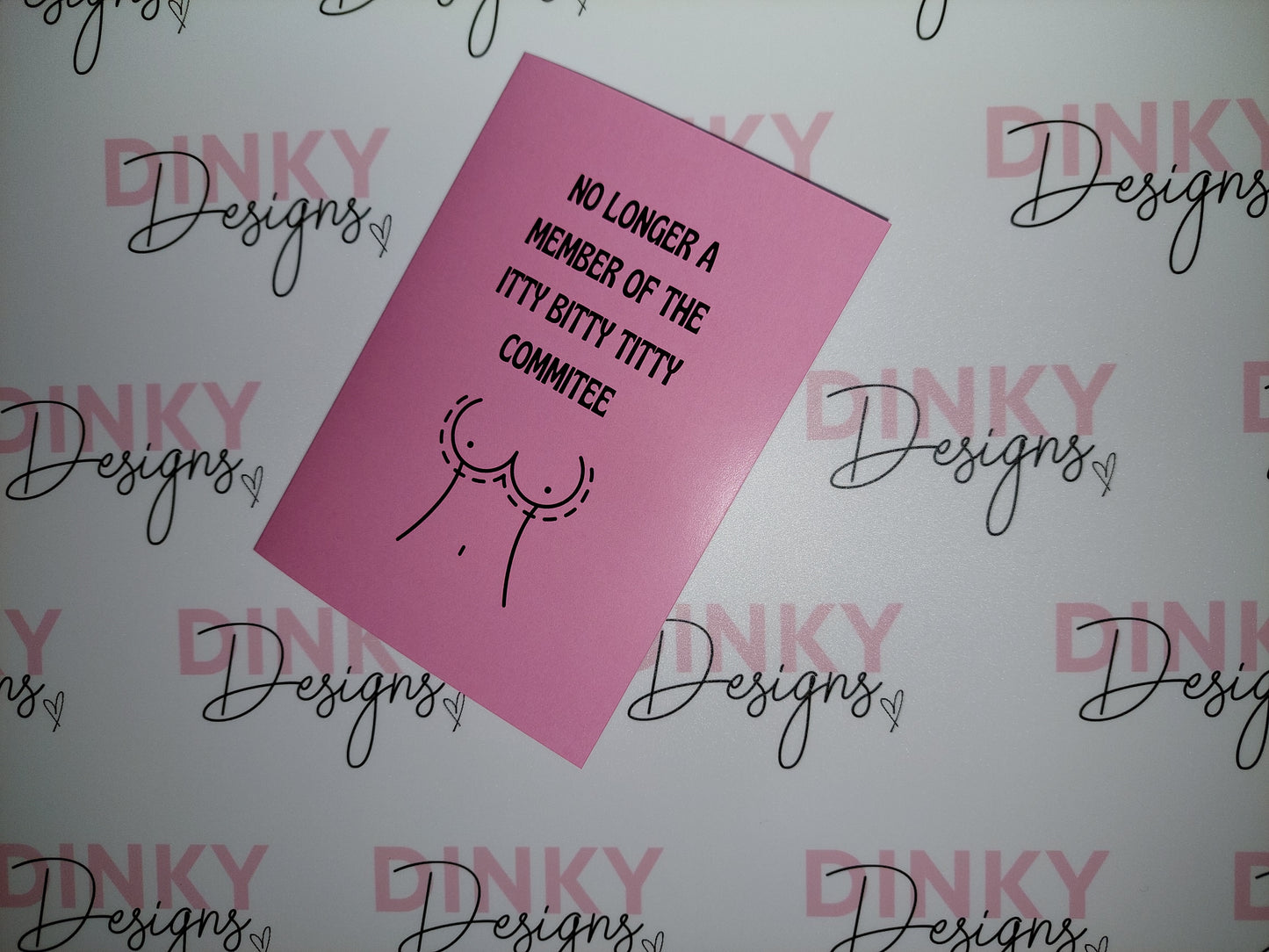 Thinking Of You Card | No Longer A Member Of The Itty Bitty Titty Commitee | Funny Card | Boob Job Card