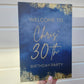 Navy Blue & Gold Welcome Board Sign | Personalised Birthday Board | Birthday Party Sign | A4, A3, A2