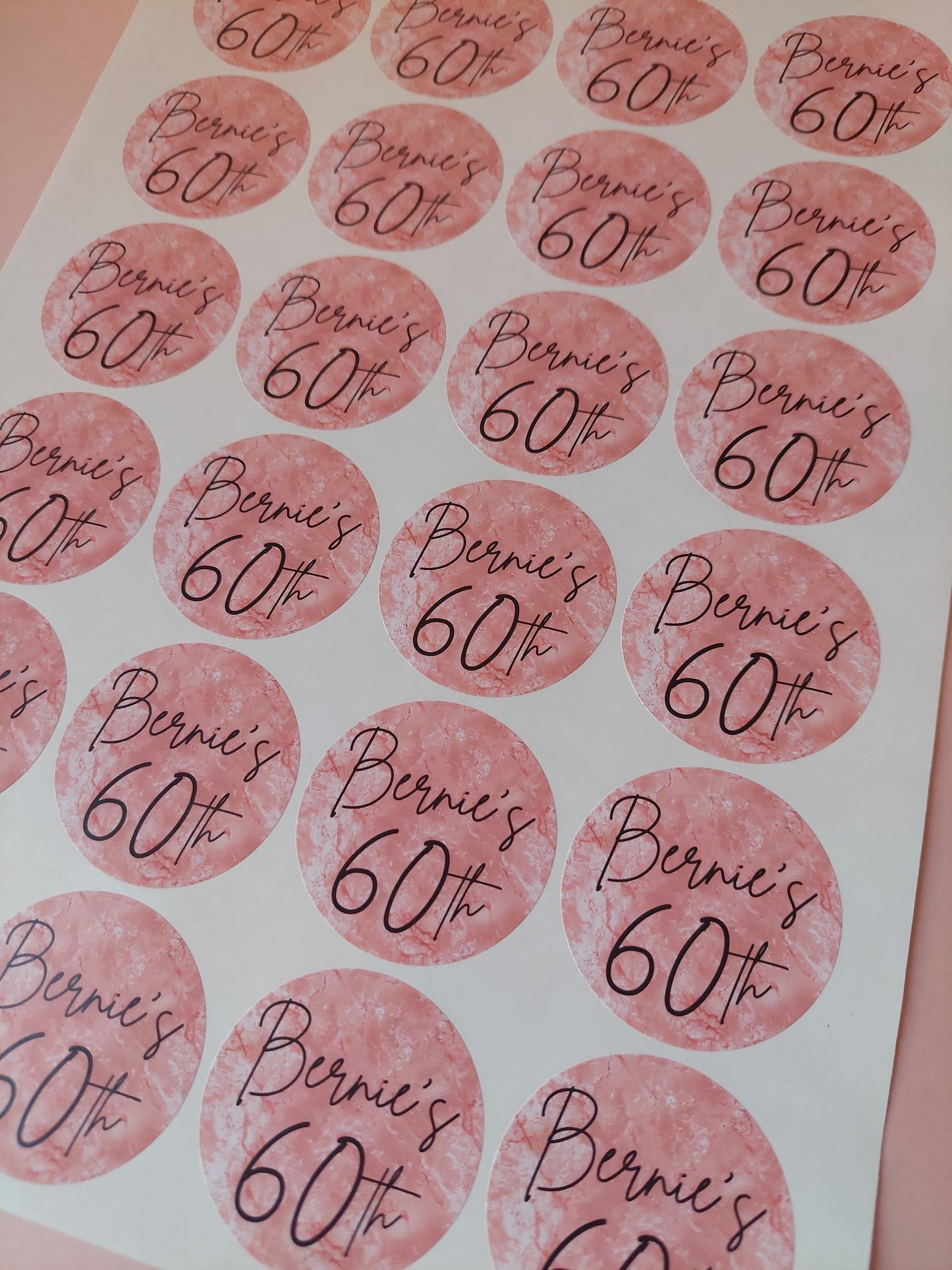 Blush Pink Birthday Stickers | Sticker Sheet 45mm Circles | Party Stickers | Circle Stickers | Sticker Sheet