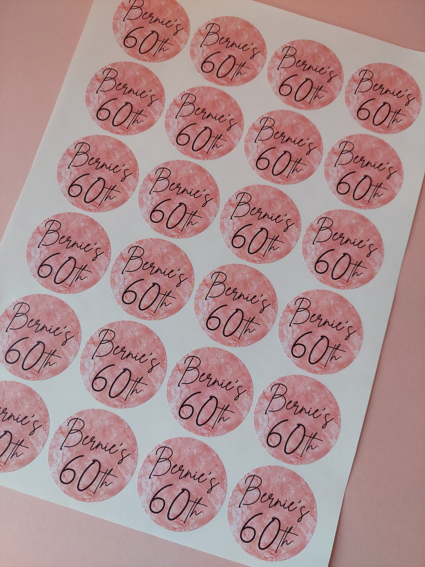 Blush Pink Birthday Stickers | Sticker Sheet 45mm Circles | Party Stickers | Circle Stickers | Sticker Sheet