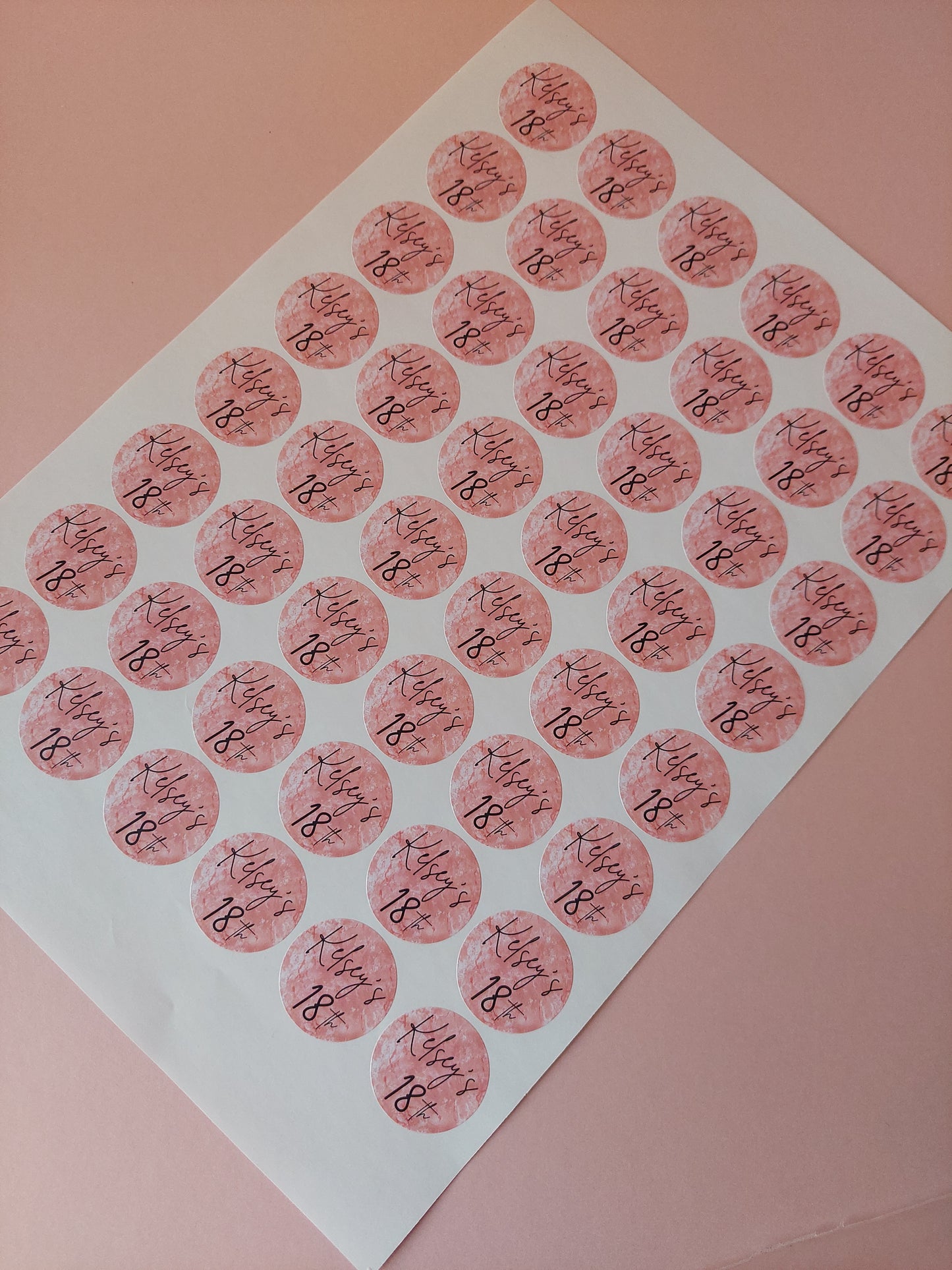 Blush Pink Birthday Stickers | Various Sizes | Birthday Party Supplies