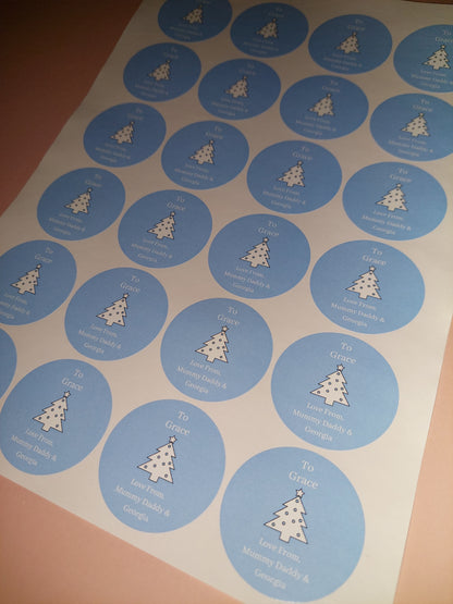 Personalised Christmas Tree Stickers | Christmas Labels | Sticker Sheet | Christmas Gift Tags (Design 1)