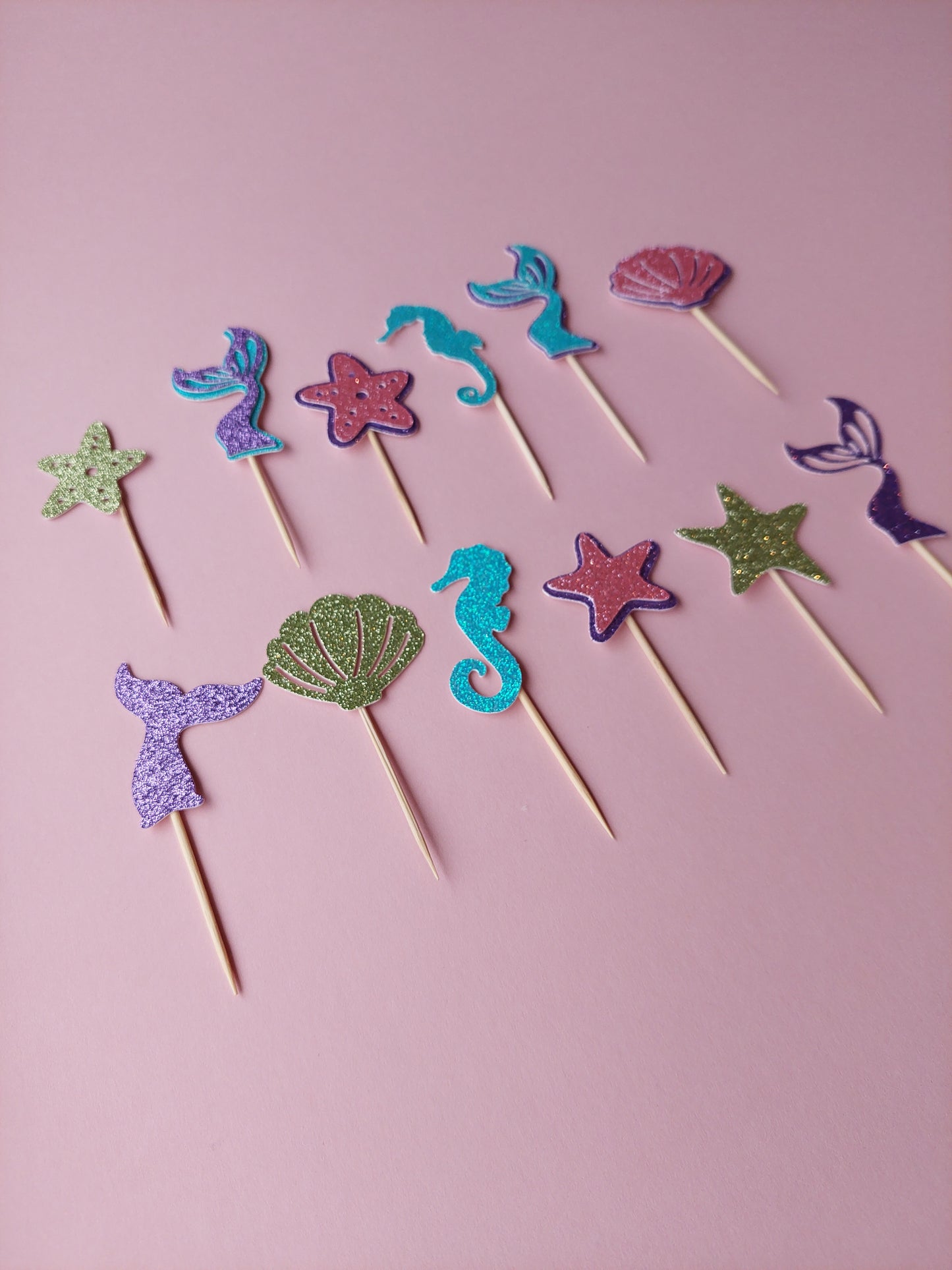 Mermaid Glitter Cupcake Toppers | Mermaid Party | Mermaid Party Decor