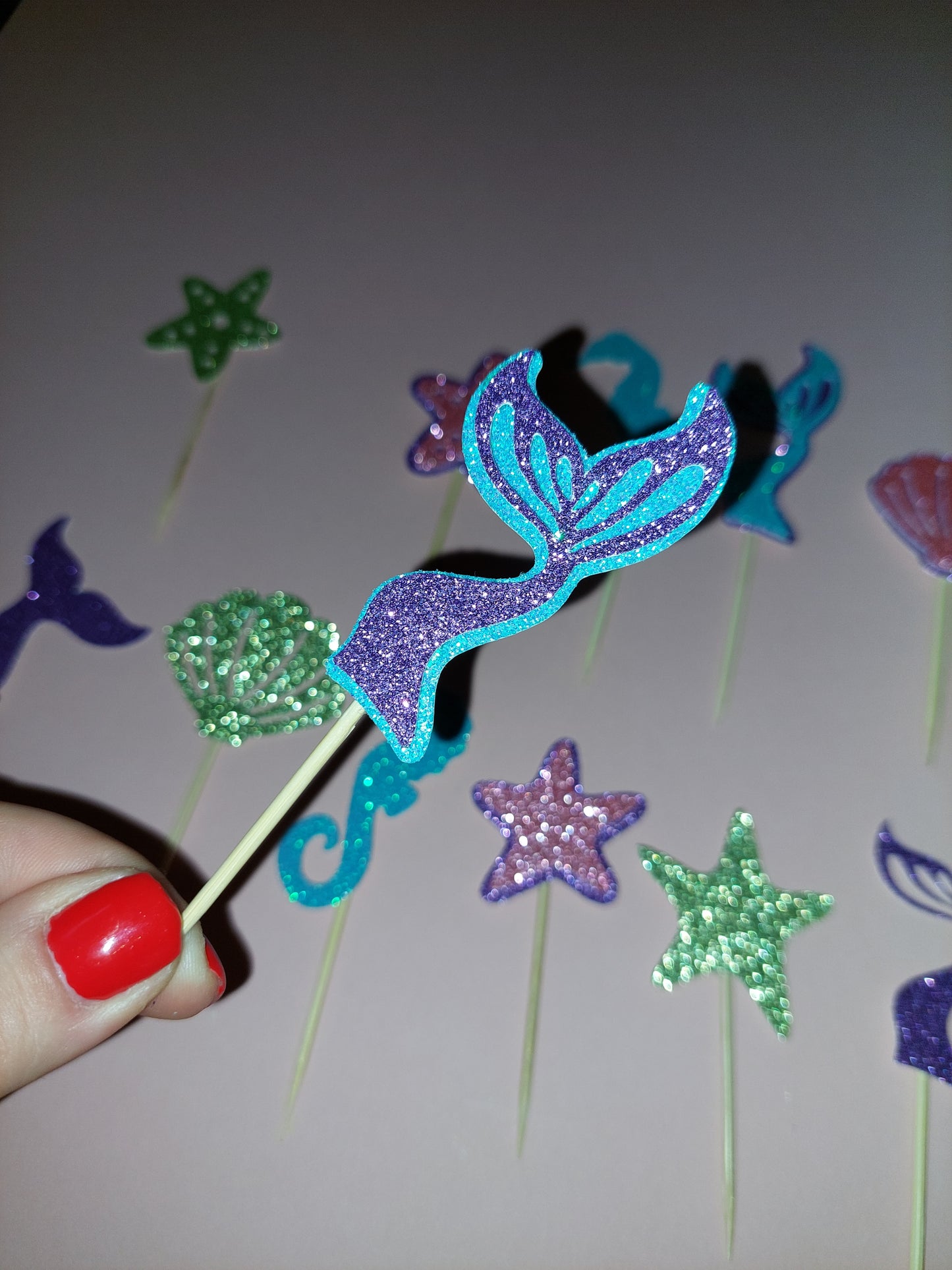 Mermaid Glitter Cupcake Toppers | Mermaid Party | Mermaid Party Decor