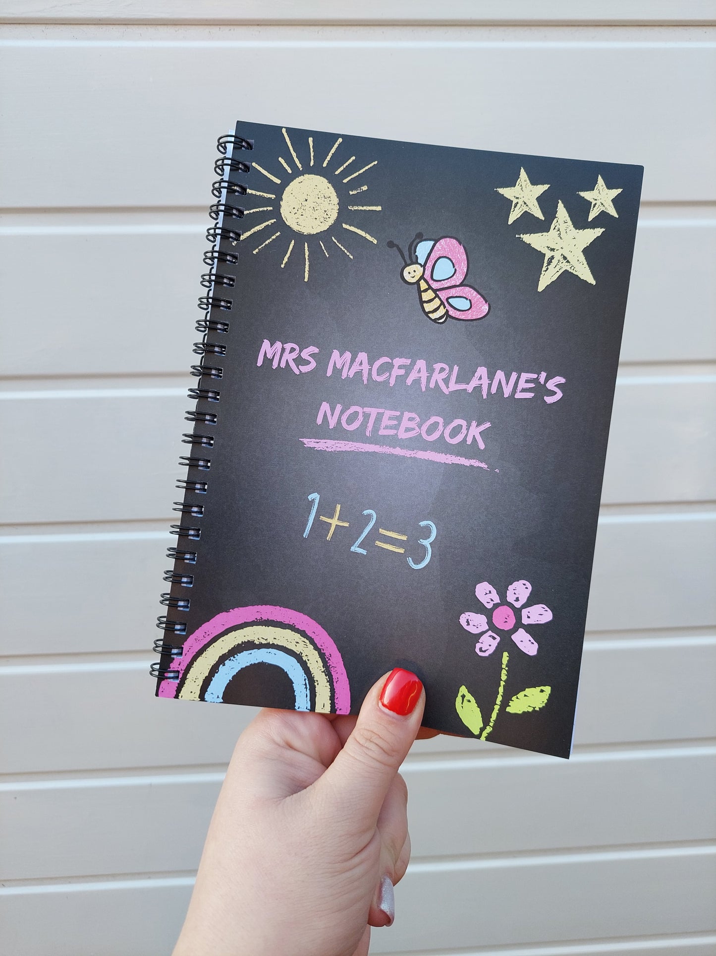 Teacher Notebook | Personalised Teacher Notebook | Chalkboard Design Pink
