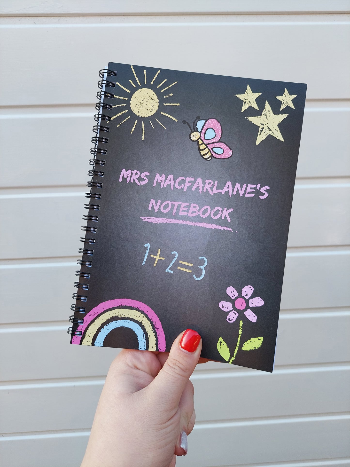 Teacher Notebook | Personalised Teacher Notebook | Chalkboard Design Pink