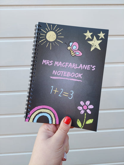 Teacher Notebook | Personalised Teacher Notebook | Chalkboard Design Pink