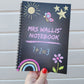 Teacher Notebook | Personalised Teacher Notebook | Chalkboard Design Pink
