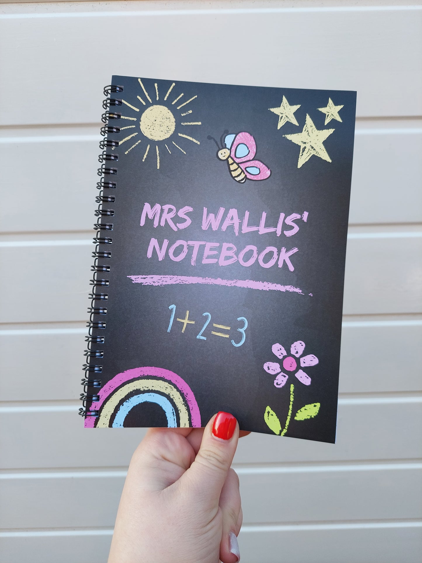 Teacher Notebook | Personalised Teacher Notebook | Chalkboard Design Pink