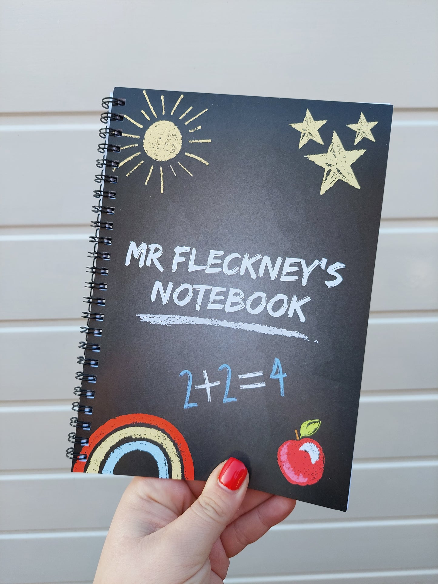 Teacher Notebook | Personalised Teacher Notebook | Chalkboard Design Red