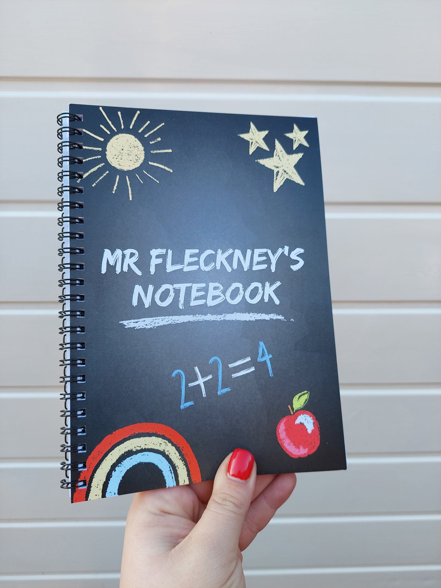 Teacher Notebook | Personalised Teacher Notebook | Chalkboard Design Red