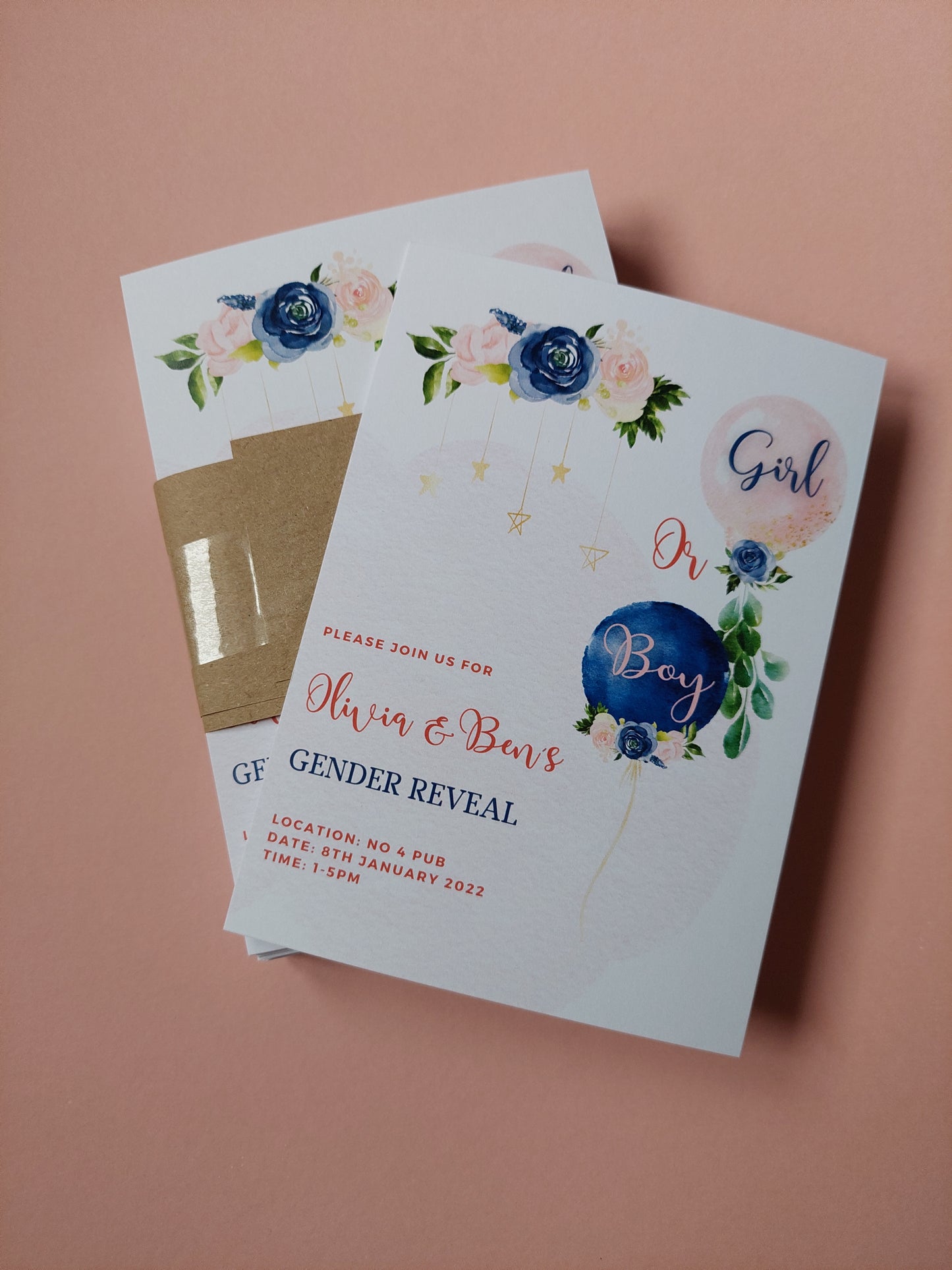 Gender Reveal Invitations | A6 Invites | Gender Reveal Party
