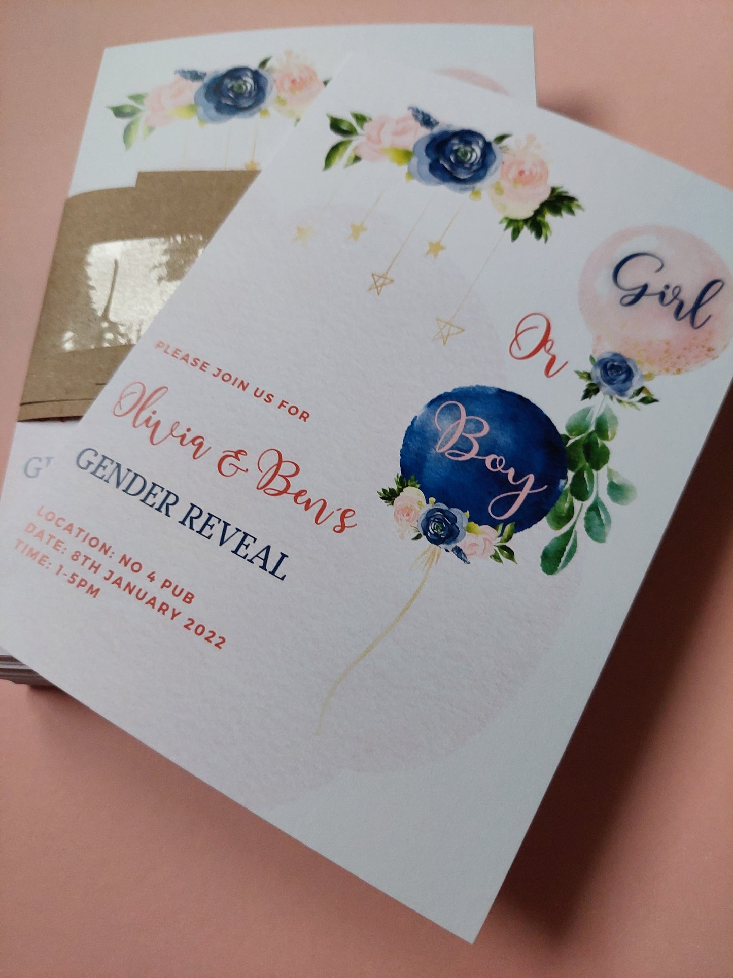 Gender Reveal Invitations | A6 Invites | Gender Reveal Party