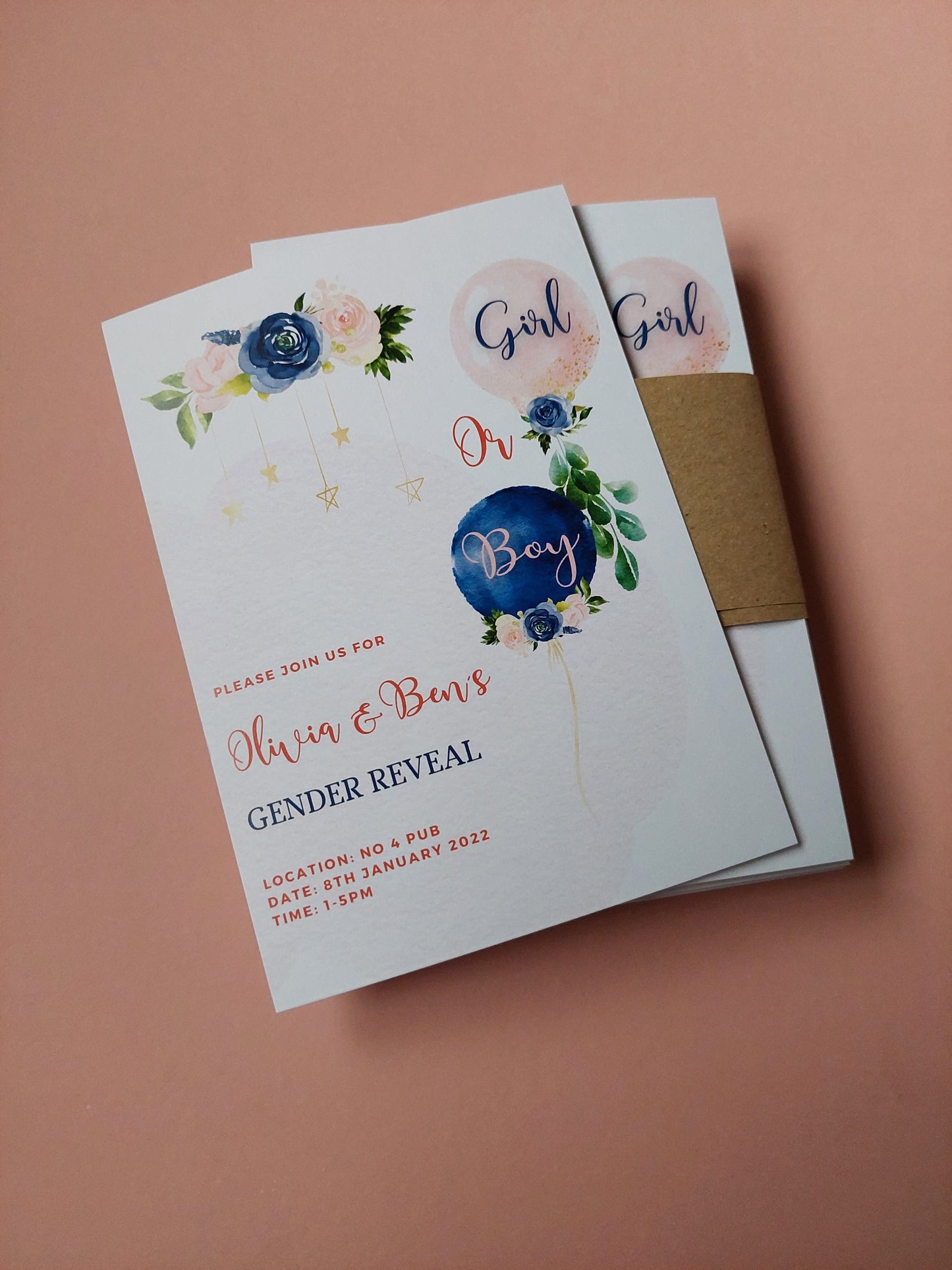 Gender Reveal Invitations | A6 Invites | Gender Reveal Party