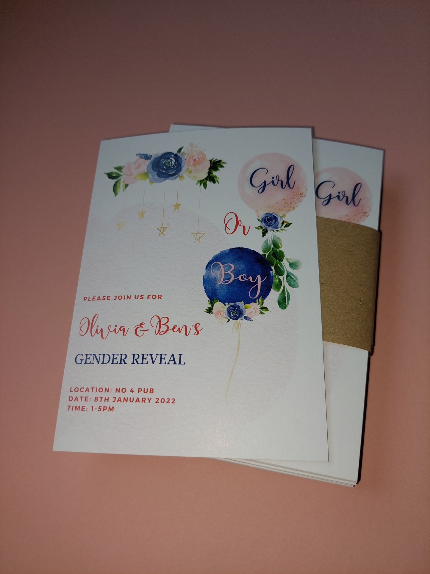 Gender Reveal Invitations | A6 Invites | Gender Reveal Party