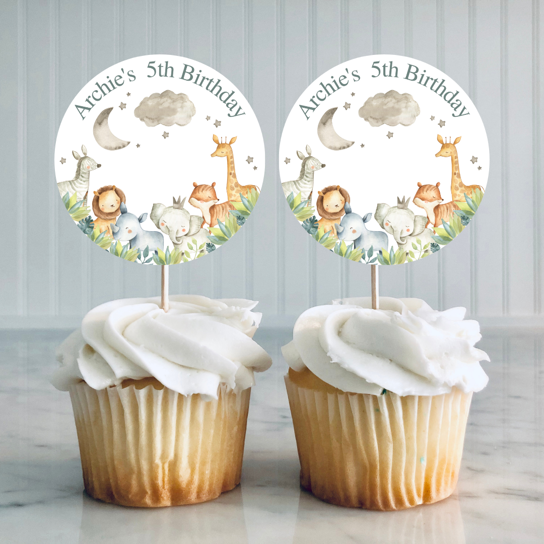 Safari Animal Cupcake Toppers | Birthday Cupcake Toppers | Party Decorations