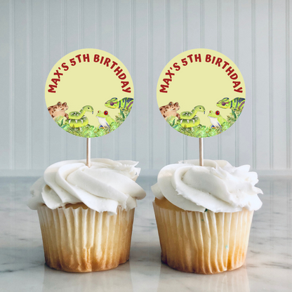Reptile Cupcake Toppers | Birthday Cupcake Toppers | Reptile Party Decorations