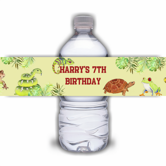 Juice Bottle Labels | Personalised Reptile Labels | Water Bottle Stickers | Reptile Party | Party Stickers
