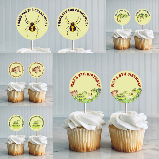 Reptile Cupcake Toppers | Birthday Cupcake Toppers | Reptile Party Decorations