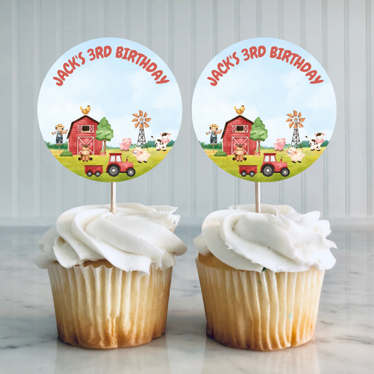 Farm Animal Cupcake Toppers | Birthday Cupcake Toppers | Party Decorations