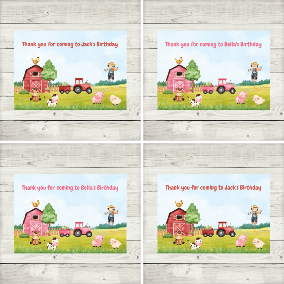 Rectangle Stickers | Party Stickers | Farm Animal Party Stickers | Party Bag Stickers