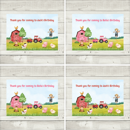 Rectangle Stickers | Party Stickers | Farm Animal Party Stickers | Party Bag Stickers
