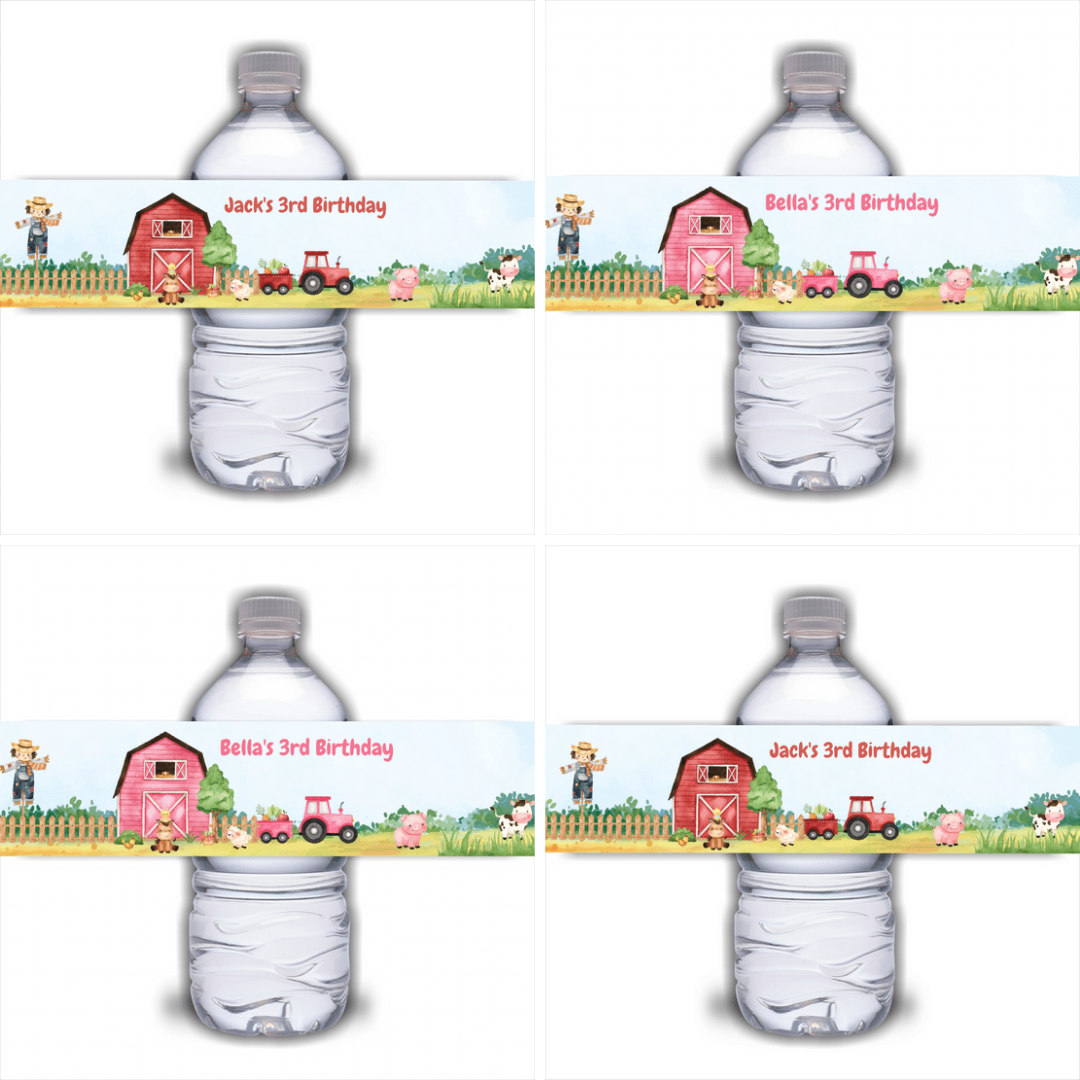 Juice Bottle Labels | Farm Animal Labels | Water Bottle Stickers | Farm Animal Party | Party Stickers