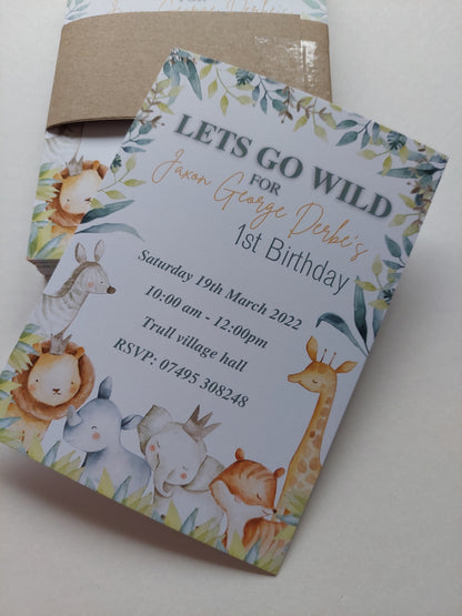 Safari Animal Invitations | A6 Invites | Safari Animal Theme | Party Invitations