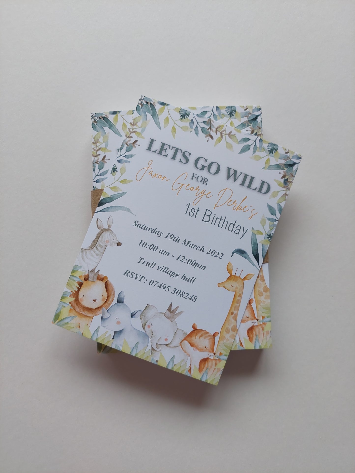 Safari Animal Invitations | A6 Invites | Safari Animal Theme | Party Invitations