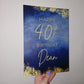 Navy Blue & Gold Welcome Board Sign | Personalised Birthday Board | Birthday Party Sign | A4, A3, A2